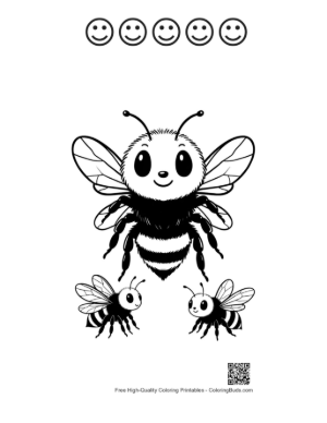 Thumbnail: Happy Bumblebee Mom and Babies Printable and 5 Happy Face Outline