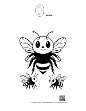 Thumbnail: Happy Bumblebee Mom and Babies Printable Outline Number 0
