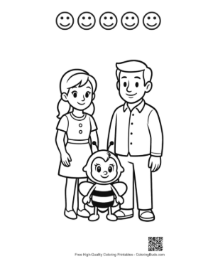 Thumbnail: Honey Bee Family Portrait Printable and 5 Happy Face Outline