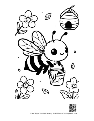 Thumbnail: Little Bee Gatherer Holding a Jar of Sweet Honey Printable