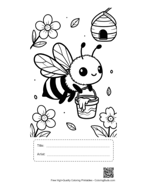 Thumbnail: Little Bee Gatherer Holding a Jar of Sweet Honey Printable with Title and Artist Box