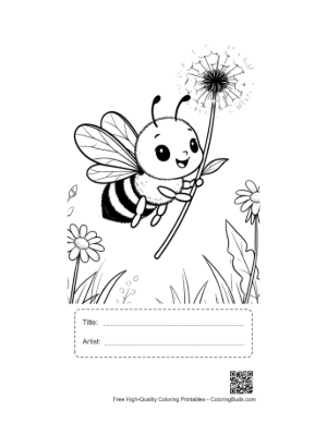 Thumbnail: Little Honey Bee Playing with a Dandelion in the Meadow Printable with Title and Artist Box