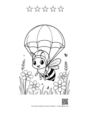 Thumbnail: Little Honey Bee Landing Softly with a Parachute Printable and 5 Star Outline