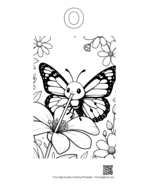 Thumbnail: Adorable Butterfly Sitting on a Daisy in the Sun Printable Outline Alphabet O