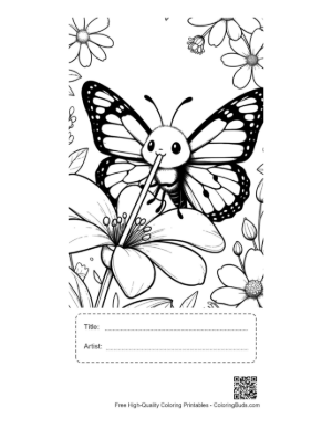 Thumbnail: Adorable Butterfly Sitting on a Daisy in the Sun Printable with Title and Artist Box