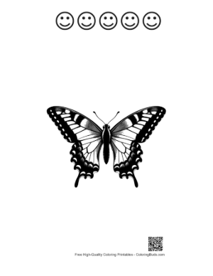Thumbnail: Black and White Swallowtail Butterfly Printable and 5 Happy Face Outline
