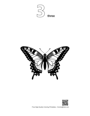 Thumbnail: Black and White Swallowtail Butterfly Printable Outline Number 3