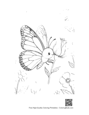 Thumbnail: Cute Monarch Butterfly to Color Printable