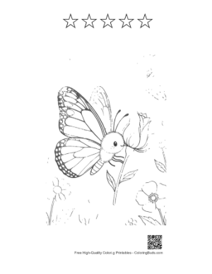 Thumbnail: Cute Monarch Butterfly to Color Printable and 5 Star Outline