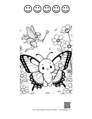Thumbnail: Cute Swallowtail Butterfly Printable and 5 Happy Face Outline