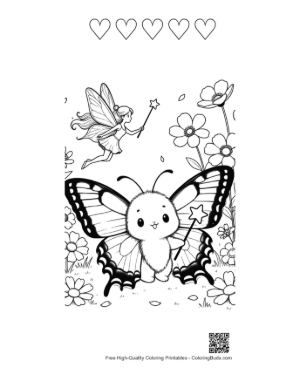 Thumbnail: Cute Swallowtail Butterfly Printable and 5 Heart Outline