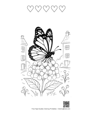 Thumbnail: Download Monarch Butterfly Coloring Sheet Printable and 5 Heart Outline