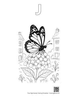 Thumbnail: Download Monarch Butterfly Coloring Sheet Printable Outline Alphabet J
