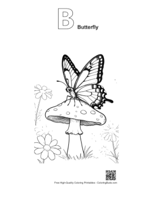 Thumbnail: Download Swallowtail Butterfly Printable Outline Alphabet B Butterfly