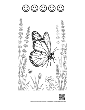 Thumbnail: Easy Monarch Butterfly to Color Printable and 5 Happy Face Outline