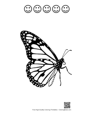 Thumbnail: Elegant Monarch Butterfly Line Art Printable and 5 Happy Face Outline