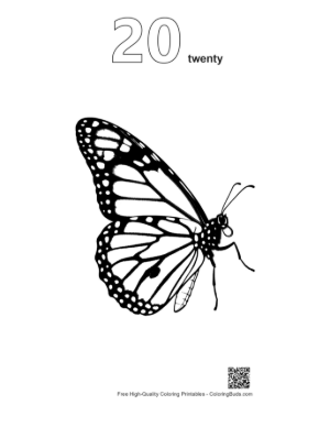 Thumbnail: Elegant Monarch Butterfly Line Art Printable Outline Number 20