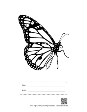 Thumbnail: Elegant Monarch Butterfly Line Art Printable with Title and Artist Box