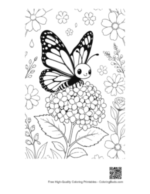Thumbnail: Elegant Monarch Butterfly on a Flowering Plant Coloring Printable