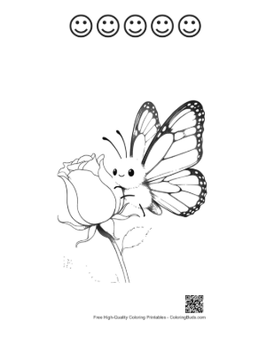 Thumbnail: Free Monarch Butterfly Coloring Page Printable and 5 Happy Face Outline