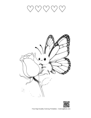 Thumbnail: Free Monarch Butterfly Coloring Page Printable and 5 Heart Outline