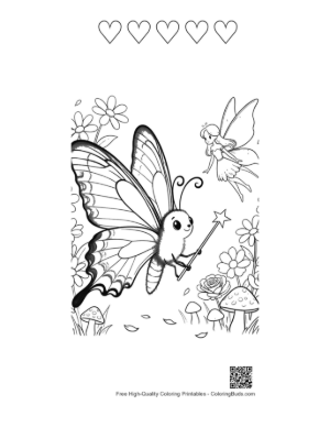 Thumbnail: Free Swallowtail Butterfly Coloring Page Printable and 5 Heart Outline