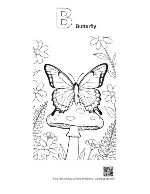 Thumbnail: Free Swallowtail Butterfly Coloring Page Printable Outline Alphabet B Butterfly