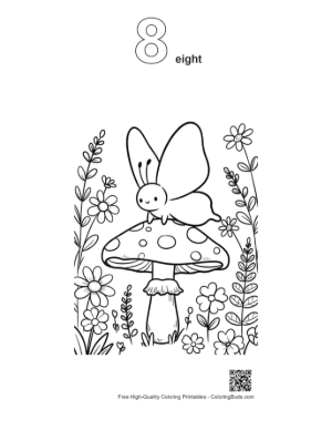 Thumbnail: Friendly Butterfly Sitting on a Spotted Mushroom in the Woods Printable Outline Number 8
