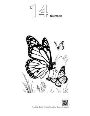 Thumbnail: Monarch Butterflies Fluttering in Meadow Printable Outline Number 14