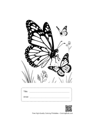 Thumbnail: Monarch Butterflies Fluttering in Meadow Printable with Title and Artist Box