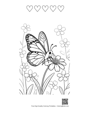 Thumbnail: Monarch Butterfly Coloring Page Printable and 5 Heart Outline