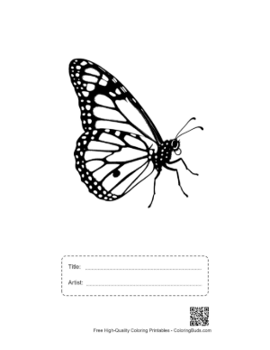 Thumbnail: Monarch Butterfly Line Art Printable with Title and Artist Box