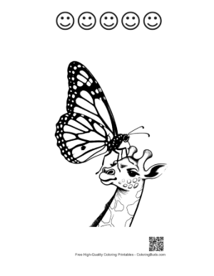 Thumbnail: Monarch Butterfly on Giraffe Head Printable and 5 Happy Face Outline