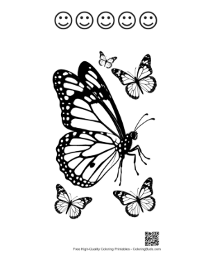 Thumbnail: Monarch Butterfly Silhouette Cluster Printable and 5 Happy Face Outline