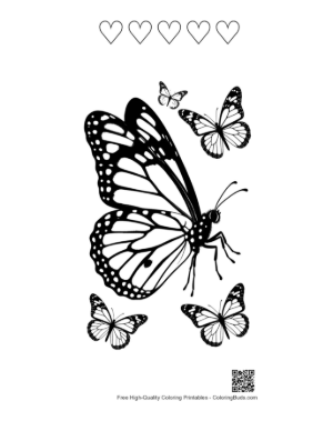 Thumbnail: Monarch Butterfly Silhouette Cluster Printable and 5 Heart Outline