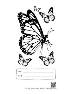 Thumbnail: Monarch Butterfly Silhouette Cluster Printable with Title and Artist Box