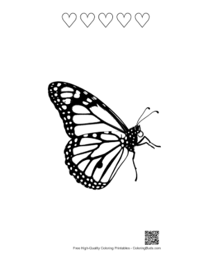 Thumbnail: Monarch Butterfly Silhouette Printable and 5 Heart Outline