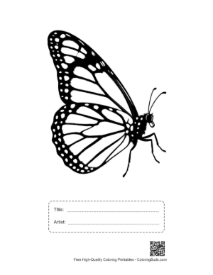 Thumbnail: Monarch Butterfly Silhouette Printable with Title and Artist Box