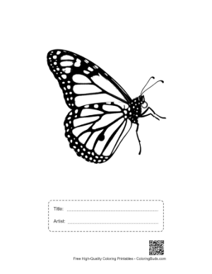 Thumbnail: Monarch Butterfly Silhouette Printable with Title and Artist Box