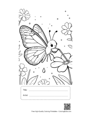 Thumbnail: Pretty Monarch Butterfly Landing on a Cluster of Flowers Printable with Title and Artist Box