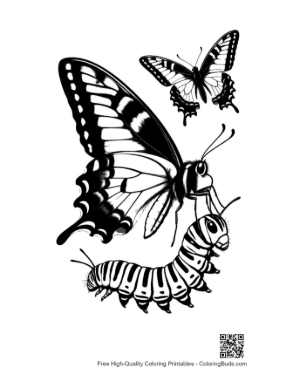 Thumbnail: Swallowtail Butterfly and Caterpillar Silhouette