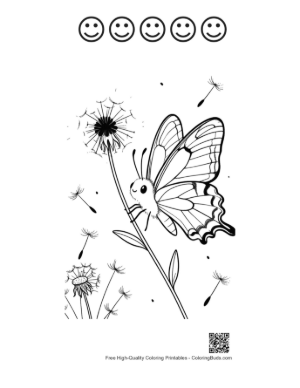 Thumbnail: Swallowtail Butterfly to Color Printable and 5 Happy Face Outline