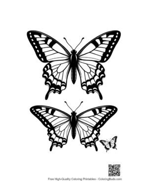 Thumbnail: Two Paired Swallowtail Butterflies Line Art
