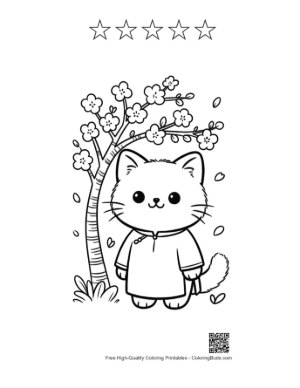 Thumbnail: British Shorthair Cat Dressed as a Nurse by an Ambulance Printable and 5 Star Outline