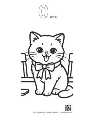 Thumbnail: British Shorthair Cat with a Bow Sitting on a Porch Printable Outline Number 0
