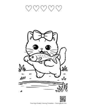 Thumbnail: British Shorthair Printable and 5 Heart Outline