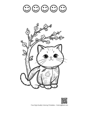 Thumbnail: British Shorthair to Color Printable and 5 Happy Face Outline