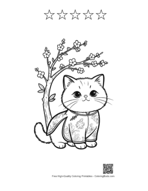 Thumbnail: British Shorthair to Color Printable and 5 Star Outline
