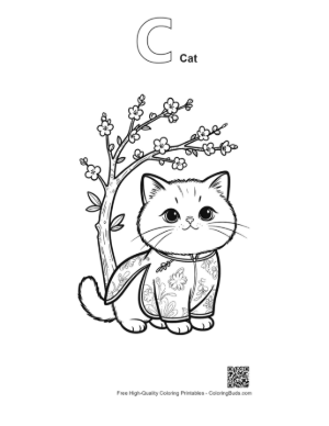 Thumbnail: British Shorthair to Color Printable Outline Alphabet C Cat