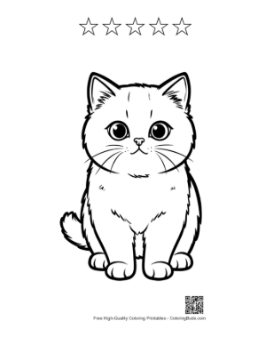 Thumbnail: Cute British Shorthair Kitten Outline Printable and 5 Star Outline